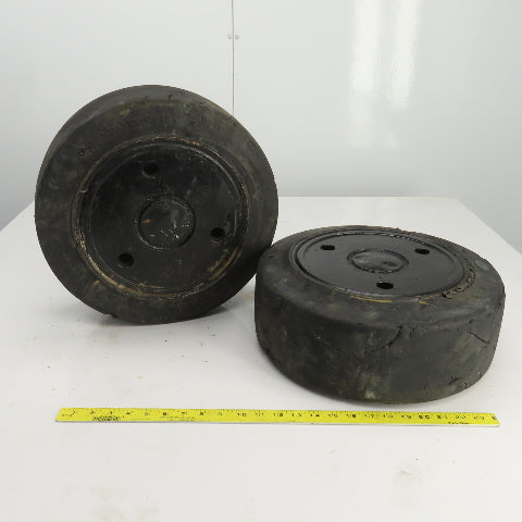 Caterpillar Model 2EC30 6 x 6 x 10-1/2 Solid Press On Tire & Wheel Lot Of 2