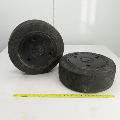 Caterpillar Model 2EC30 6 x 6 x 10-1/2 Solid Press On Tire & Wheel Lot Of 2
