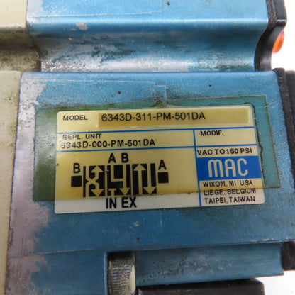 MAC 6343D-311-PM-501DA PR63C-21FA Pneumatic Valve 3 Way Float Center 24VDC