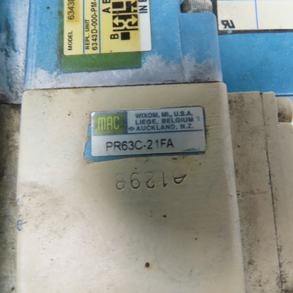 MAC 6343D-311-PM-501DA PR63C-21FA Pneumatic Valve 3 Way Float Center 24VDC