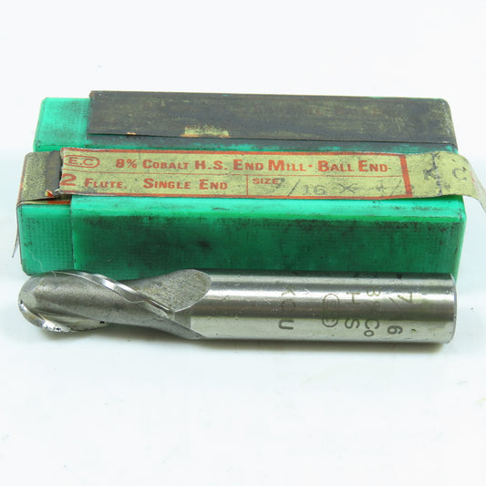 E.C BMR 214 7/16" Cobalt Round End Mill 2 Flute  1/2" Dia Shank Lot of 2
