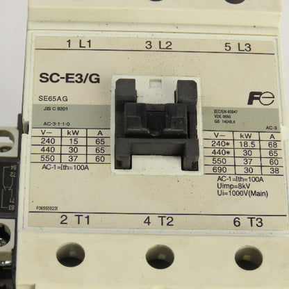 Fuji SC-E3/G Reversing Contactor 24VDC Coil 3Pole 65A