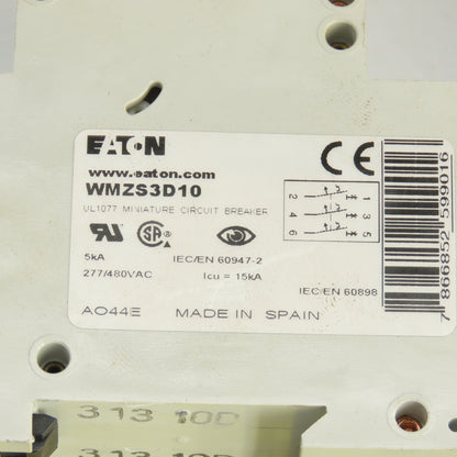 Eaton WMZS3D10 Mini Circuit Breaker 277/480VAC 10A 3 Pole Lot Of 4