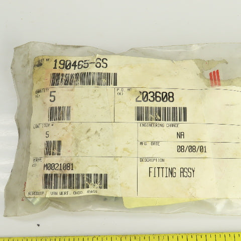 Eaton 190465-6S Aeroquip by Danfoss SAE 37° JIC Swivel 90° Long Elbow Lot Of 5