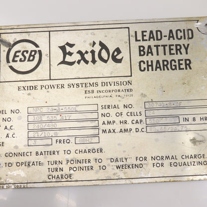 Exide NPC 24-3-550L Diode Heat Sink Assembly 240/480V 48VDC Battery Charger