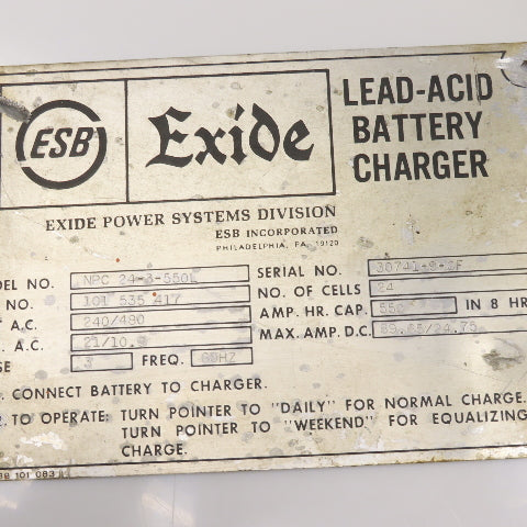 Exide NPC 24-3-550L Diode Heat Sink Assembly 240/480V 48VDC Battery Charger