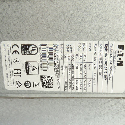 Eaton DG1-34170FN-C21C 125/150 HP Variable Frequency Drive 460V 170A 0-400HZ