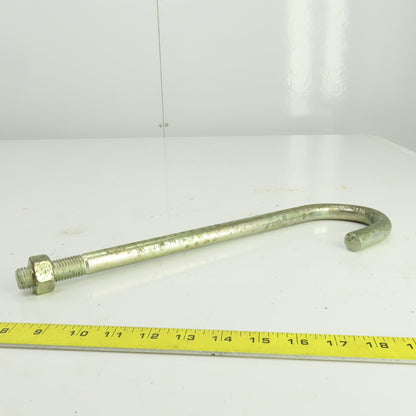 Zinc Plated Steel Threaded J-Hooks 15-3/4" OAL  M20-2.5 TPI