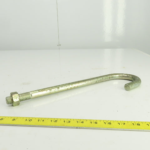 Zinc Plated Steel Threaded J-Hooks 15-3/4" OAL  M20-2.5 TPI