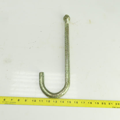 Zinc Plated Steel Threaded J-Hooks 15-3/4" OAL  M20-2.5 TPI