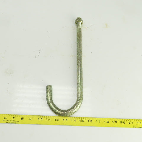 Zinc Plated Steel Threaded J-Hooks 15-3/4" OAL  M20-2.5 TPI