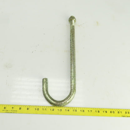 Zinc Plated Steel Threaded J-Hooks 15-3/4" OAL  M20-2.5 TPI