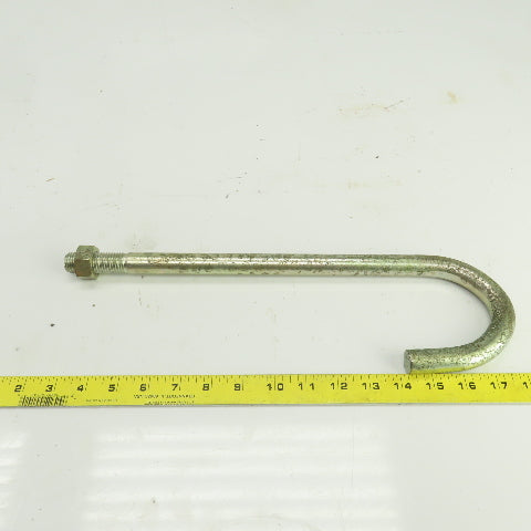 Zinc Plated Steel Threaded J-Hooks 15-3/4" OAL  M20-2.5 TPI