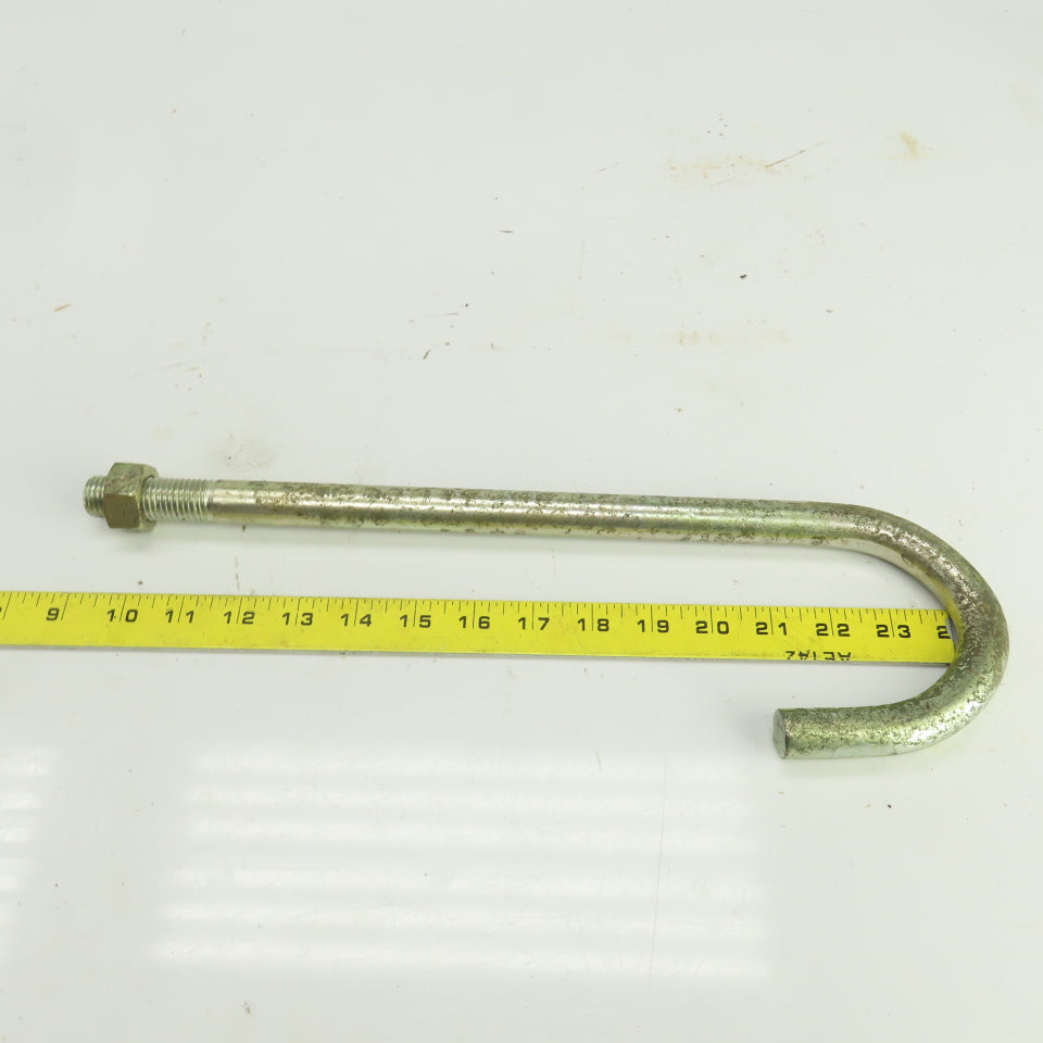 Zinc Plated Steel Threaded J-Hooks 15-3/4" OAL  M20-2.5 TPI