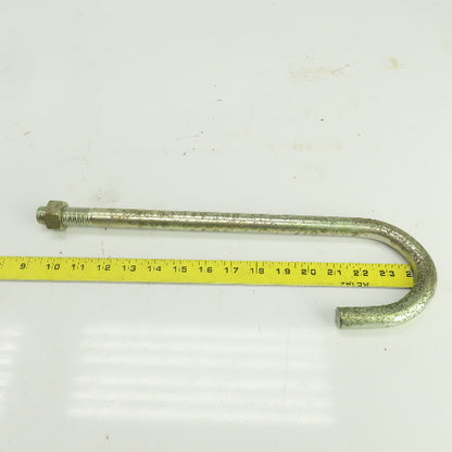 Zinc Plated Steel Threaded J-Hooks 15-3/4" OAL  M20-2.5 TPI