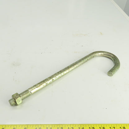 Zinc Plated Steel Threaded J-Hooks 15-3/4" OAL  M20-2.5 TPI
