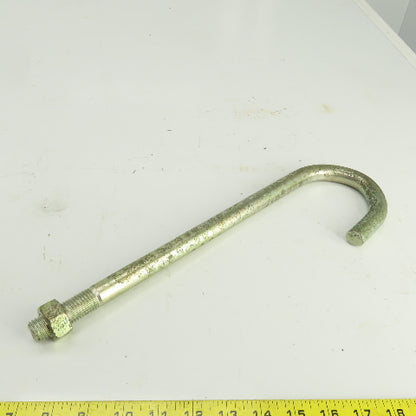 Zinc Plated Steel Threaded J-Hooks 15-3/4" OAL  M20-2.5 TPI