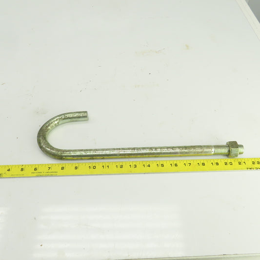 Zinc Plated Steel Threaded J-Hooks 15-3/4" OAL  M20-2.5 TPI