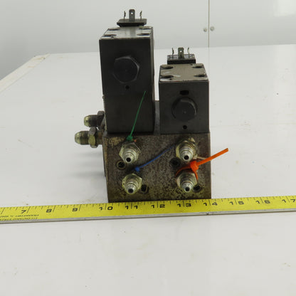 Parker D1VW020BNJPF Solenoid Operated Hydraulic Manifold Assy Block 24VDC