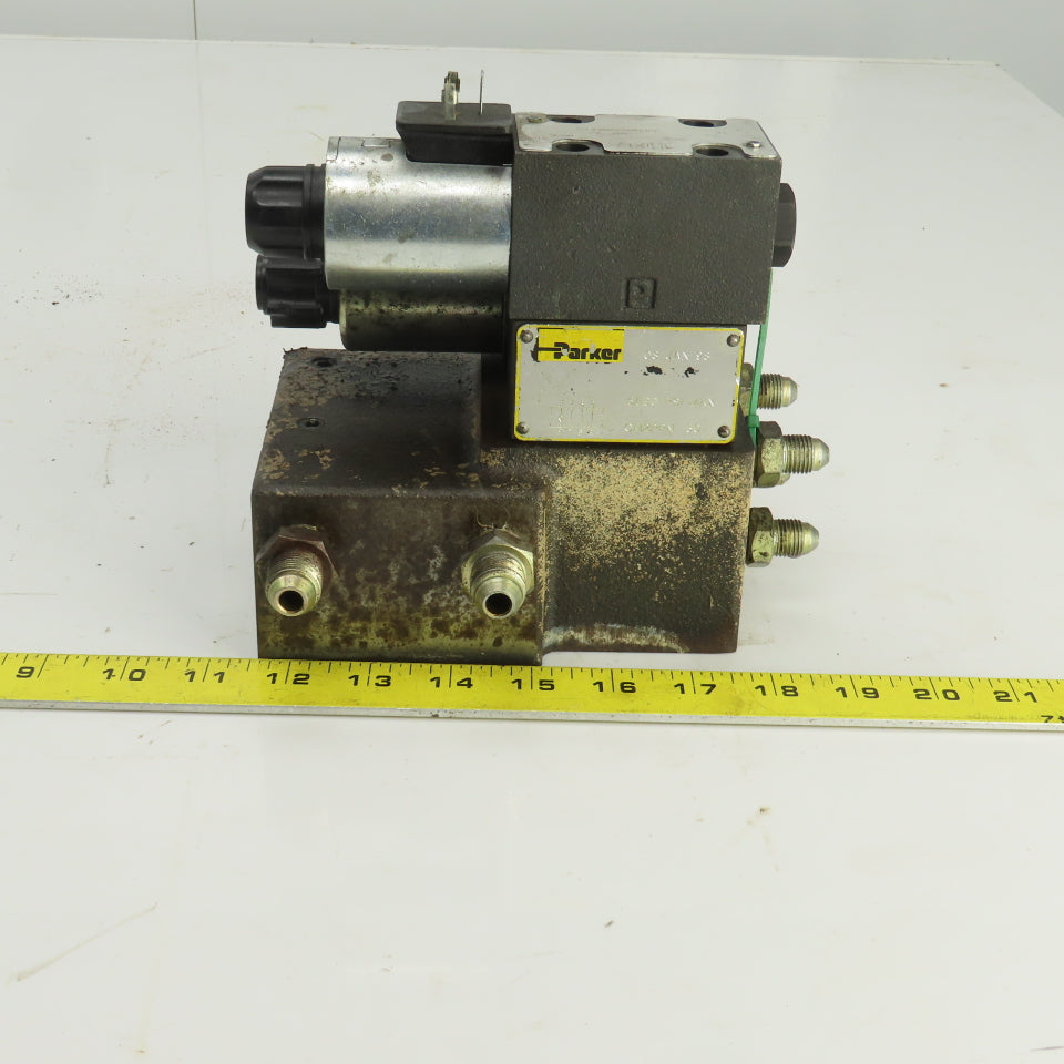 Parker D1VW020BNJPF Solenoid Operated Hydraulic Manifold Assy Block 24VDC