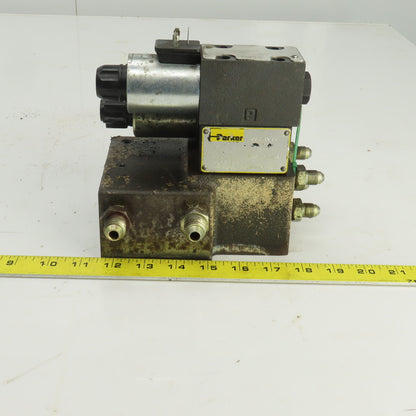 Parker D1VW020BNJPF Solenoid Operated Hydraulic Manifold Assy Block 24VDC