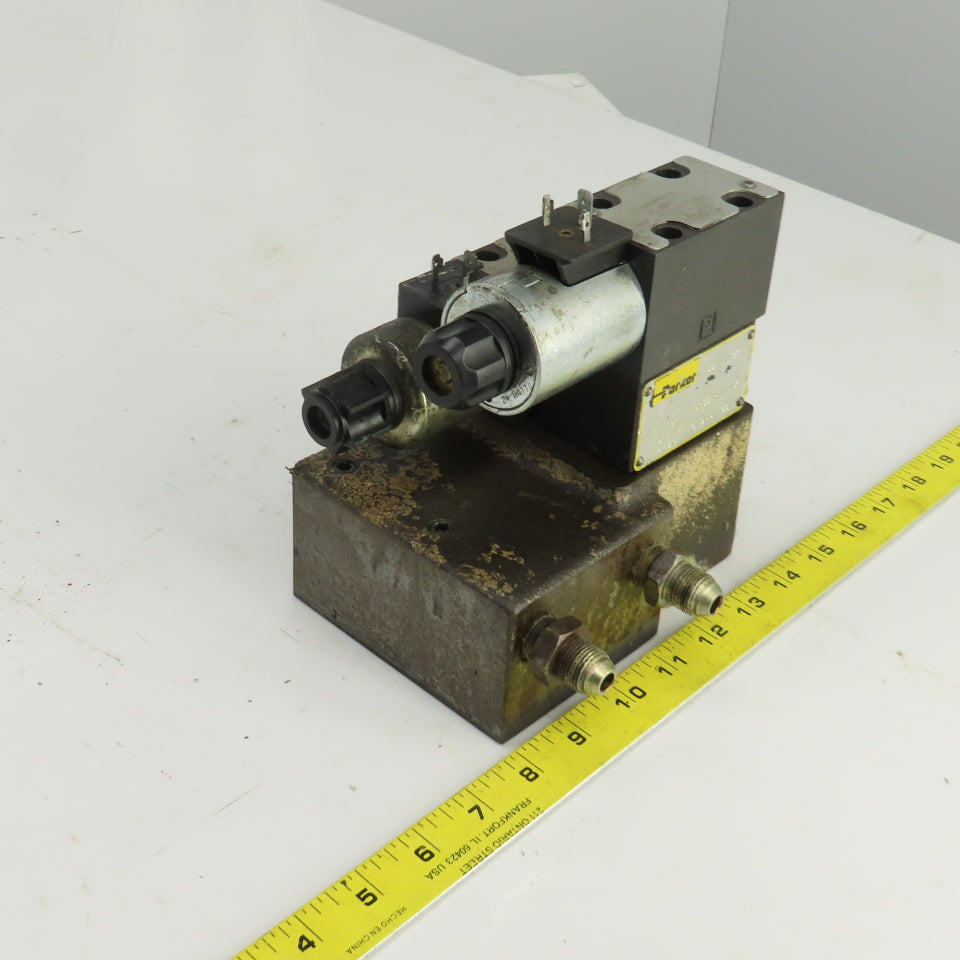 Parker D1VW020BNJPF Solenoid Operated Hydraulic Manifold Assy Block 24VDC