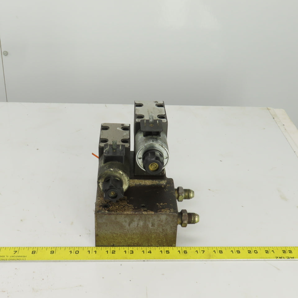 Parker D1VW020BNJPF Solenoid Operated Hydraulic Manifold Assy Block 24VDC