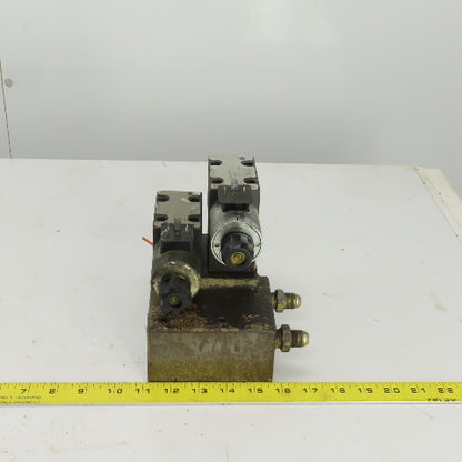 Parker D1VW020BNJPF Solenoid Operated Hydraulic Manifold Assy Block 24VDC