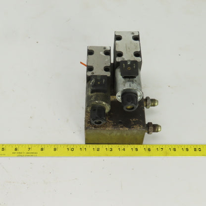 Parker D1VW020BNJPF Solenoid Operated Hydraulic Manifold Assy Block 24VDC