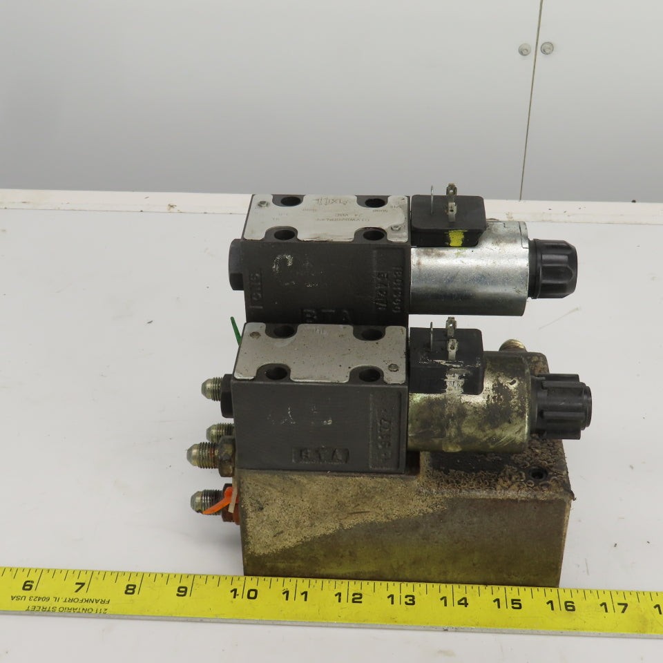 Parker D1VW020BNJPF Solenoid Operated Hydraulic Manifold Assy Block 24VDC