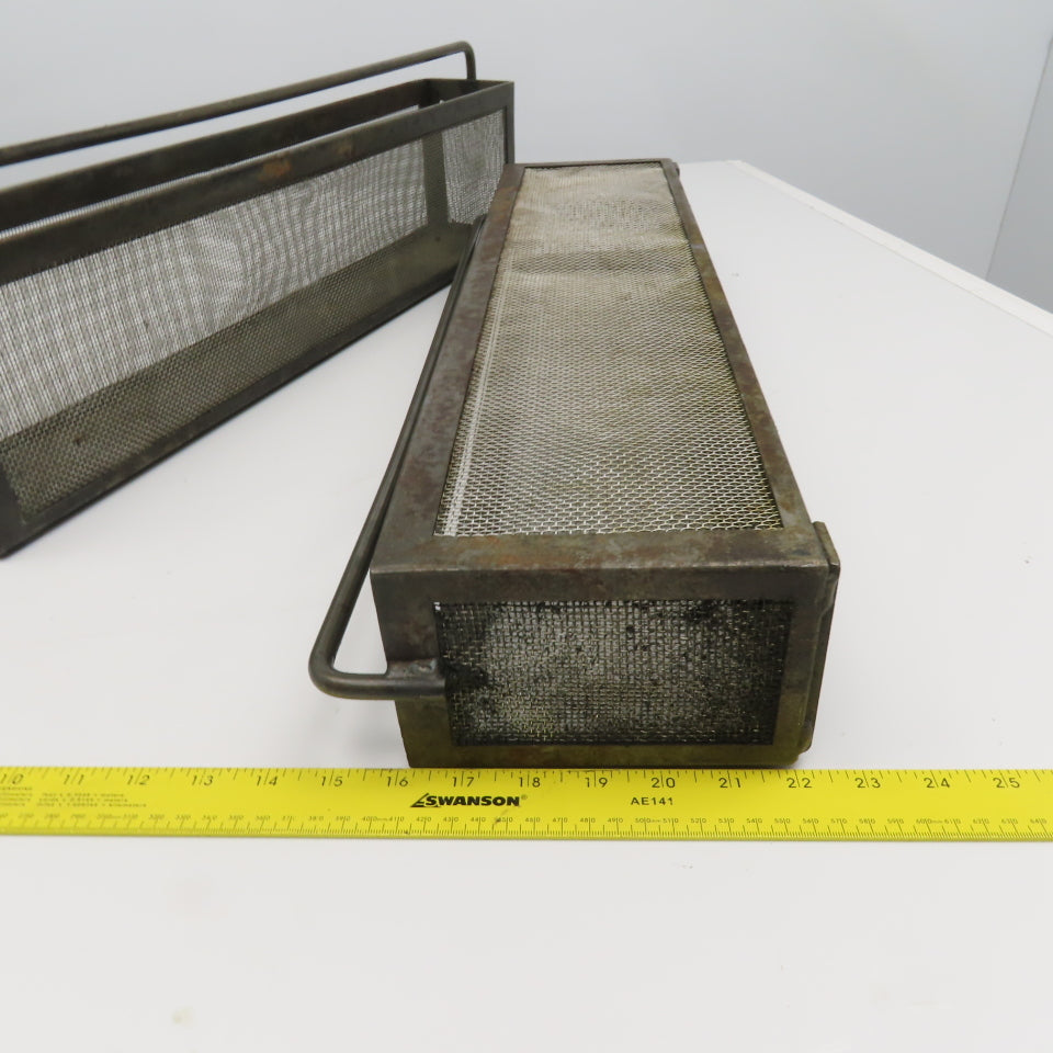 24" x 4" x 6" Tall Stainless Steel Screen Parts Wash Dip Basket Lot Of 2