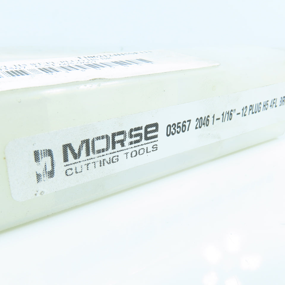 Morse Cutting Tools 03567 1-1/16"-12 HS Plug Tap Straight 4 Flute ?5-1/8" OAL