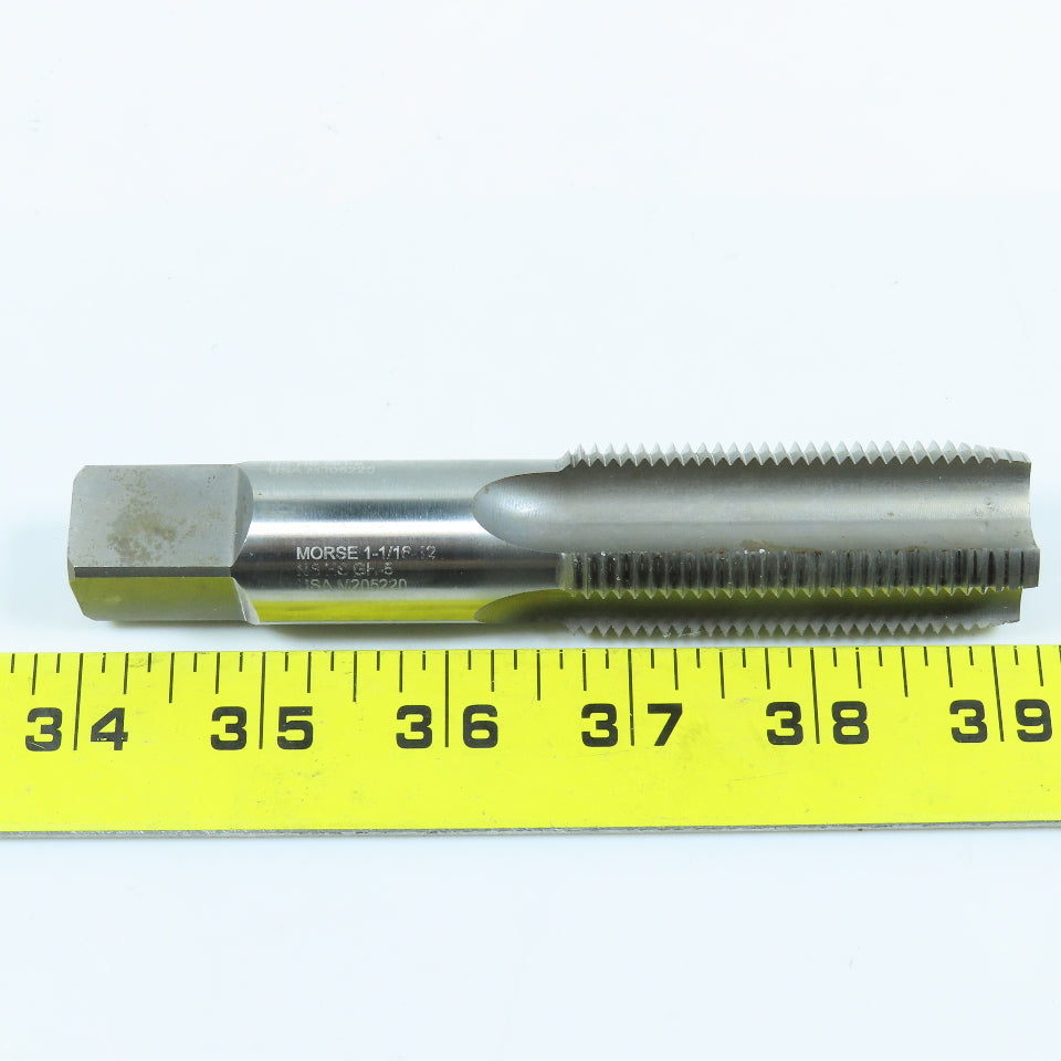 Morse Cutting Tools 03567 1-1/16"-12 HS Plug Tap Straight 4 Flute ?5-1/8" OAL