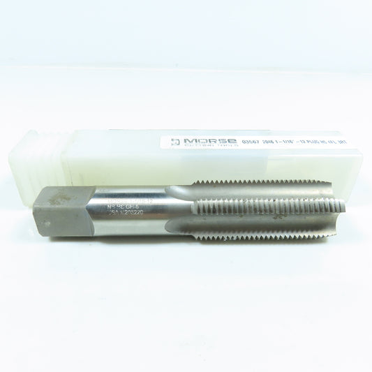 Morse Cutting Tools 03567 1-1/16"-12 HS Plug Tap Straight 4 Flute ?5-1/8" OAL