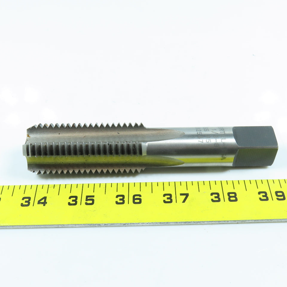 Hertel 1-1/8"- 8 HS Plug Tap Straight 4 Flute 2-1/2" Thread Length 5-3/8" OAL