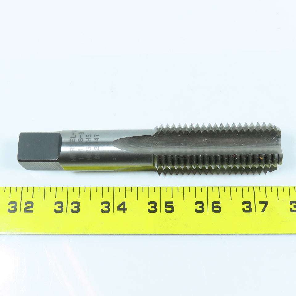 Hertel 1-1/8"- 8 HS Plug Tap Straight 4 Flute 2-1/2" Thread Length 5-3/8" OAL
