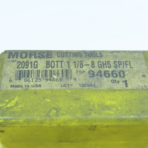 Morse 94660 1-1/8"-8 GH5 Plug Tap Spiral 4 Flute TiN Coated