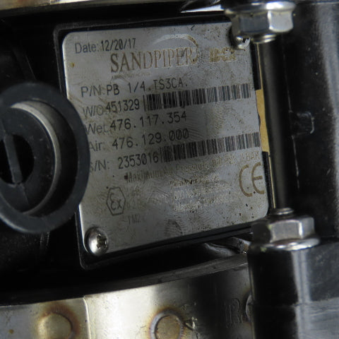 Sandpiper PB 1/4.TS3CA Double Diaphragm Pump 1/4" In/Out 100PSI 5GPM