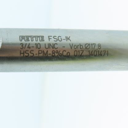 LMT Fette 140471 3/4"-10 Thread Forming Tap HSS TiN Coated Coolant Thru