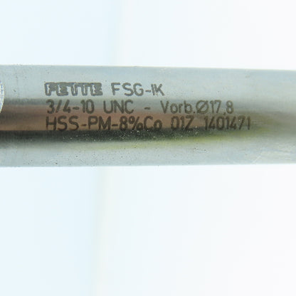 LMT Fette 140471 3/4"-10 Thread Forming Tap HSS TiN Coated Coolant Thru