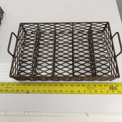 17-1/2" x 11" x 3" Expanded Metal Strainer Basket /Filter W/Handles Lot Of 2