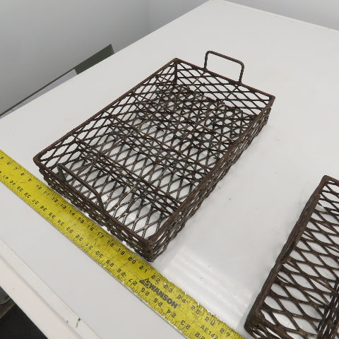17-1/2" x 11" x 3" Expanded Metal Strainer Basket /Filter W/Handles Lot Of 2