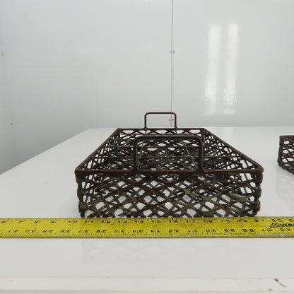 17-1/2" x 11" x 3" Expanded Metal Strainer Basket /Filter W/Handles Lot Of 2