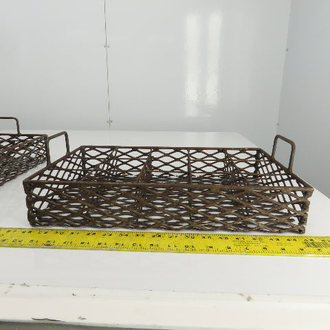 17-1/2" x 11" x 3" Expanded Metal Strainer Basket /Filter W/Handles Lot Of 2