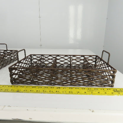 17-1/2" x 11" x 3" Expanded Metal Strainer Basket /Filter W/Handles Lot Of 2