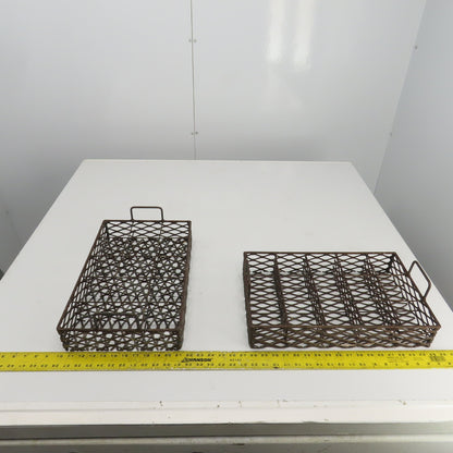 17-1/2" x 11" x 3" Expanded Metal Strainer Basket /Filter W/Handles Lot Of 2