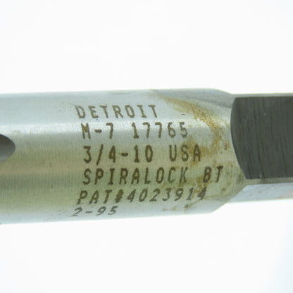 Detroit 3/4"-10 HSS Plug Tap Straight 4 Flute 2" Thread Length 4-1/4" OAL Lot/2