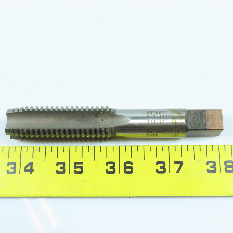 Detroit 3/4"-10 HSS Plug Tap Straight 4 Flute 2" Thread Length 4-1/4" OAL Lot/2