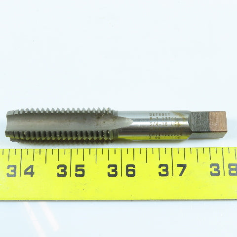 Detroit 3/4"-10 HSS Plug Tap Straight 4 Flute 2" Thread Length 4-1/4" OAL Lot/2