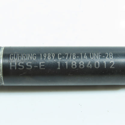 Guhring 7/8"-14 Plug Tap Straight 6 Flute HSS-E 1" Thread Length 4-15/16" OAL